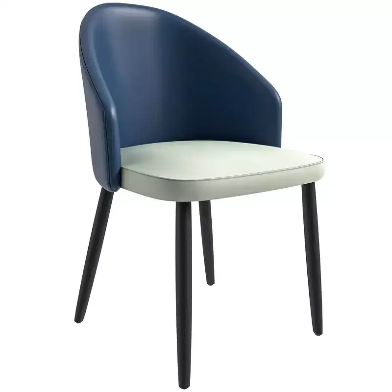 Modern Upholstered Chair Curved Back, Black Solid Wood Legs, Stylish Comfortable Side Chair for Dining, Kitchen & Living