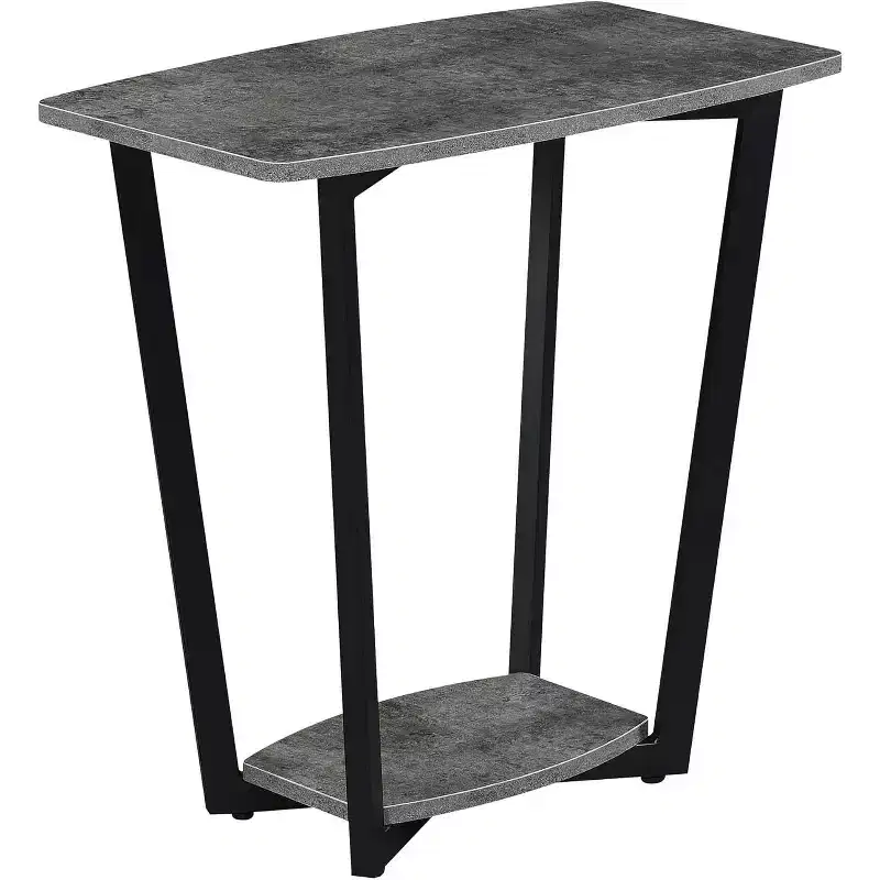 Industrial Rectangle Metal End Table with Bottom Shelf - Gray