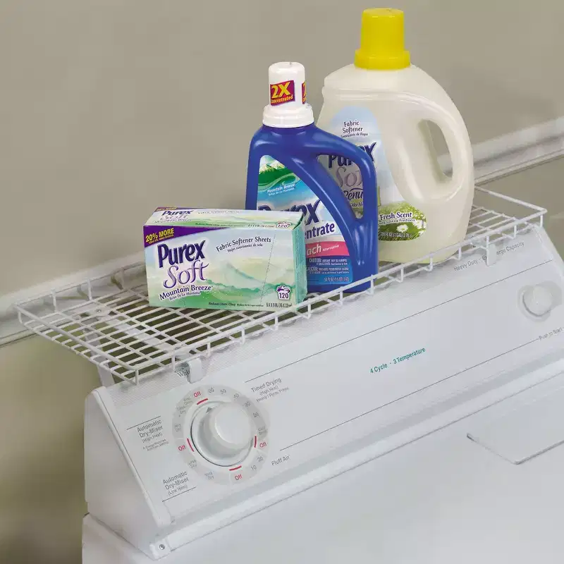 Rear Display Over-The-Washer Storage Shelf to Organize and Store Laundry Room Supplies