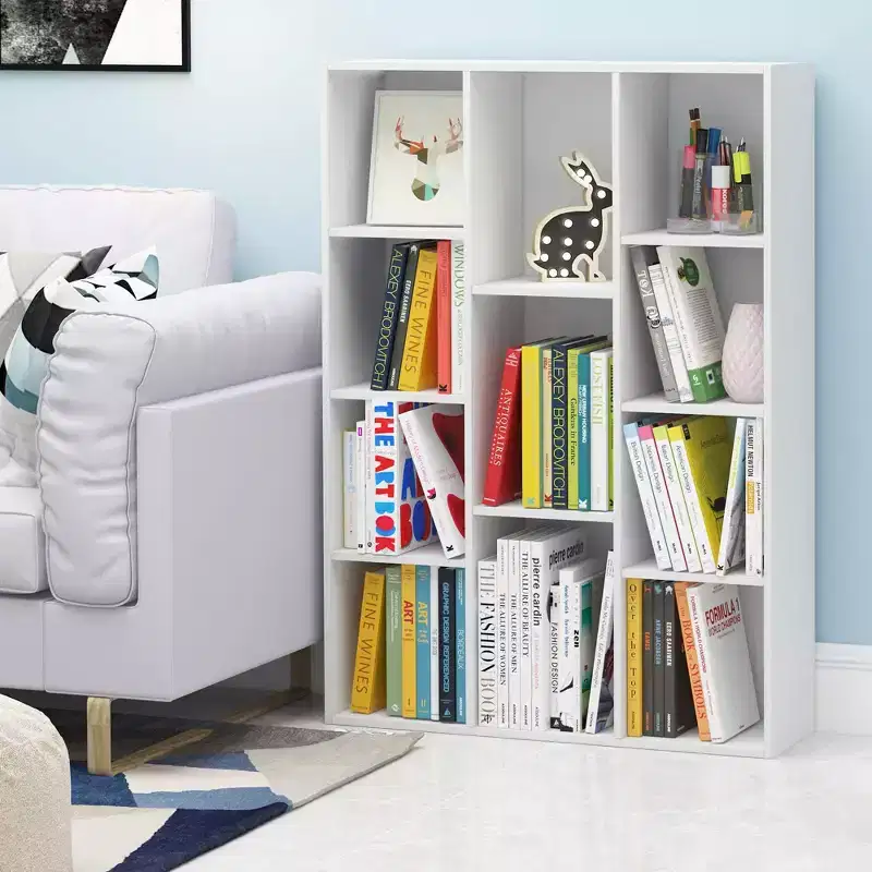 3-tier Open Bookcase 11-Cube Floor Standing Storage Shelves Display Cabinet,White