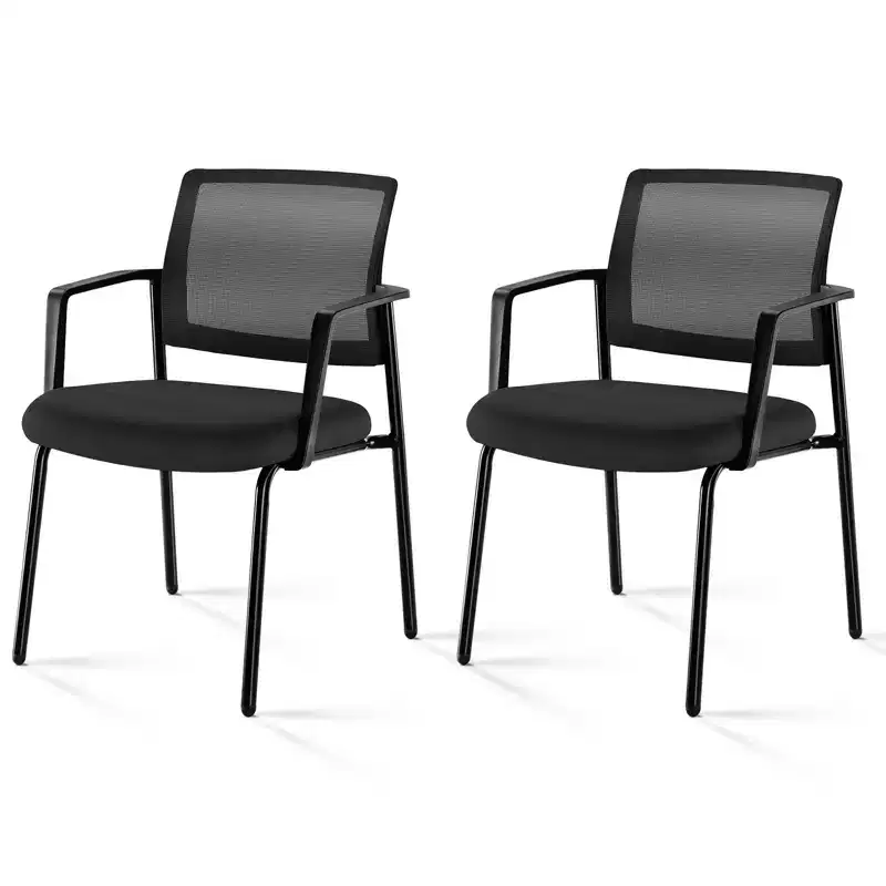 JIONJOY 24.4 in. Wide Mesh Back Stacking Arm Task Chair Set of 2 | Black