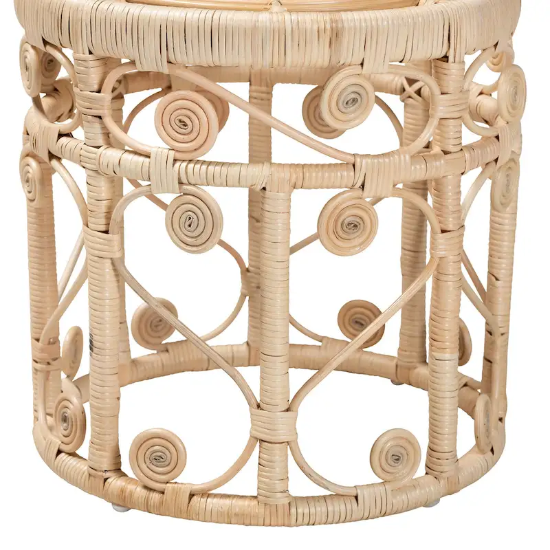 Bowie Modern Bohemian Natural Brown Rattan 2-Piece Nesting End Table Set