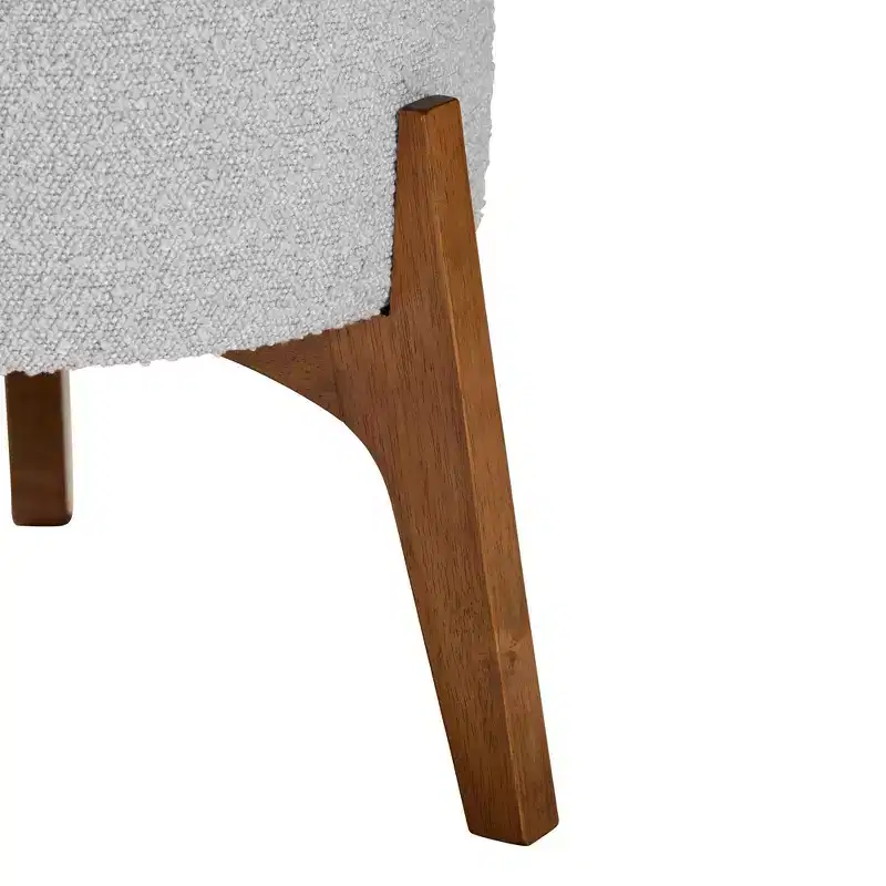 Ottoman Footstool – Light Gray/Walnut Brown, Japandi Style, Tapered Legs