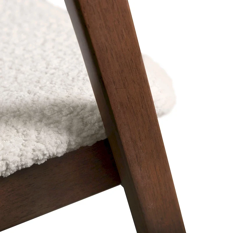 Mid-Century Boucle Wood Dining Chairs (Set of 2)