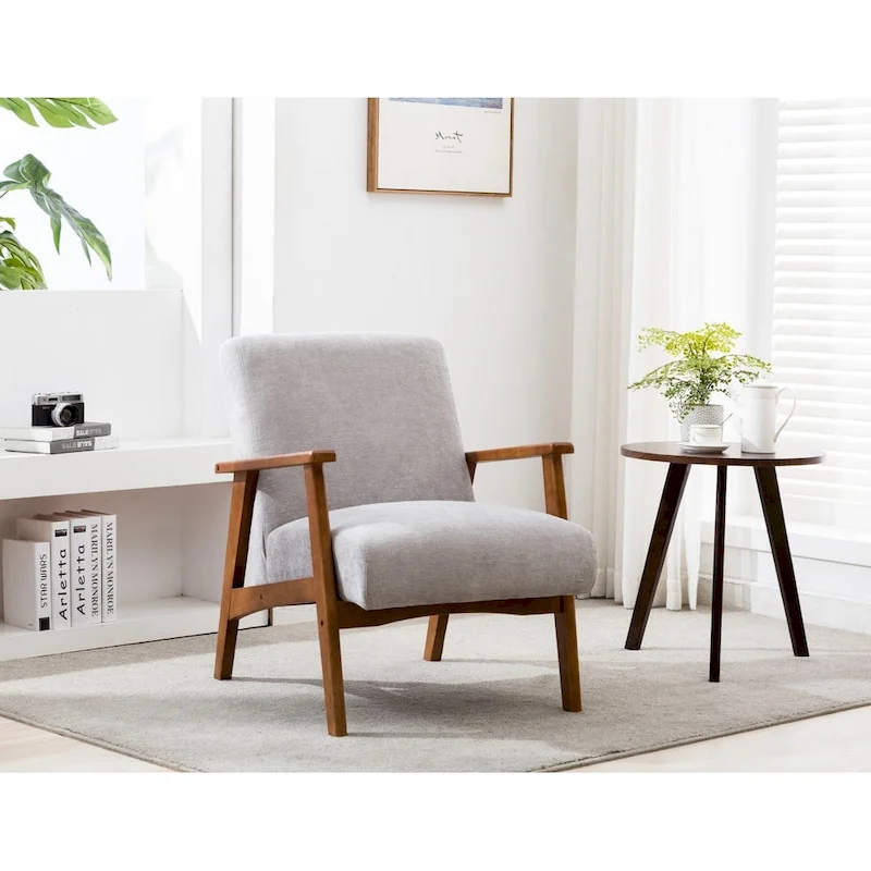 Porthos Home Sena Accent Chair With Wooden Legs & Suede Upholstery