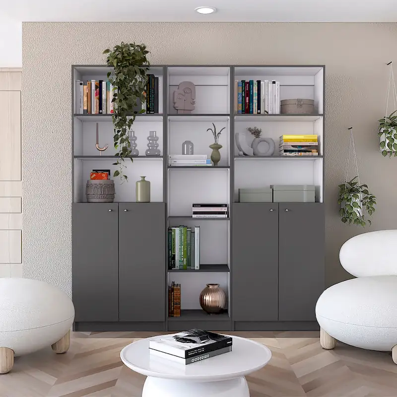 Kenyon 67 Wide 5-Shelf Double Cabinet Bookcase Set of 3