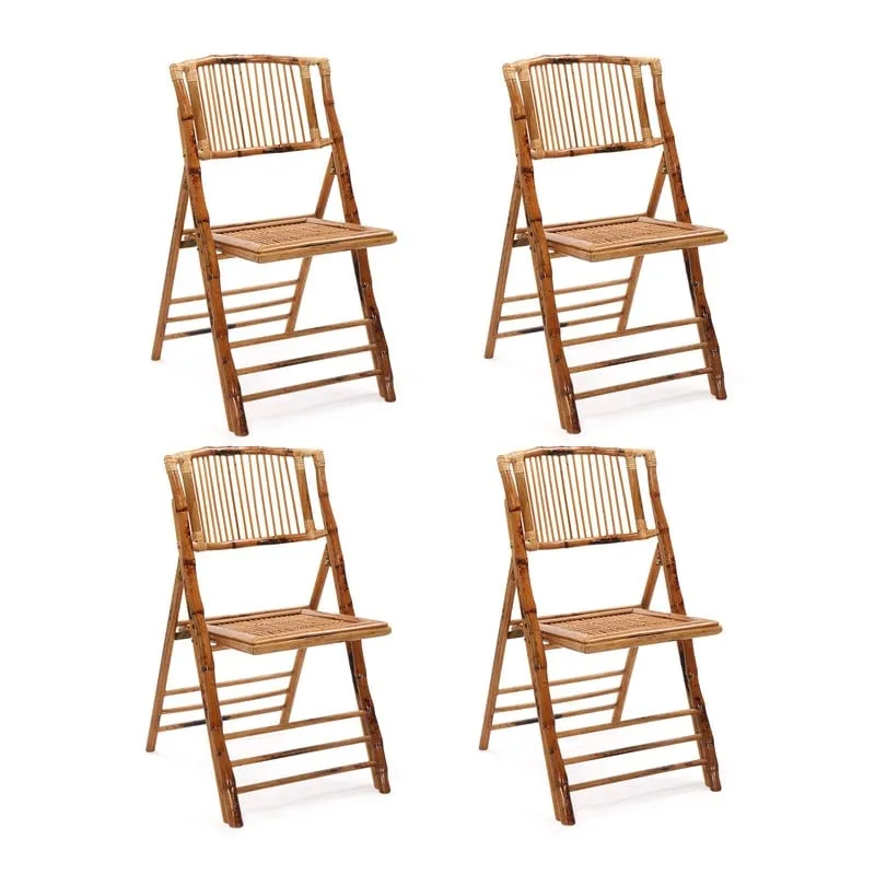 VINGLI Rattan Bamboo Dining Chair Folding Chair for Outdoor Indoor