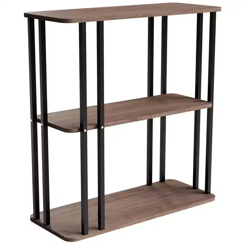 Rectangular Side End 3-Tier Shelves Sofa Table, 24.8