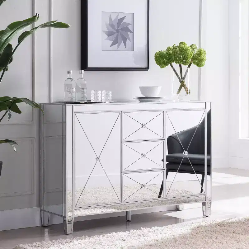 Mirage 3-Drawer Mirrored Cabinet - Silver - SEI
