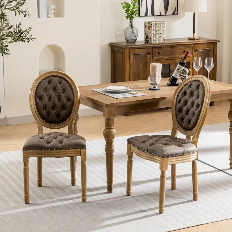 Wood Frame Dining Chair with Nailhead Trim,Set of 2