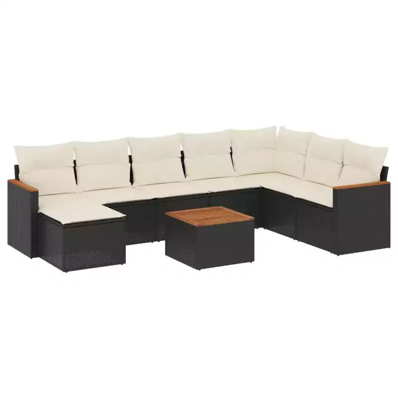 vidaXL 9 Piece Patio Sofa Set with Cushions Poly Rattan