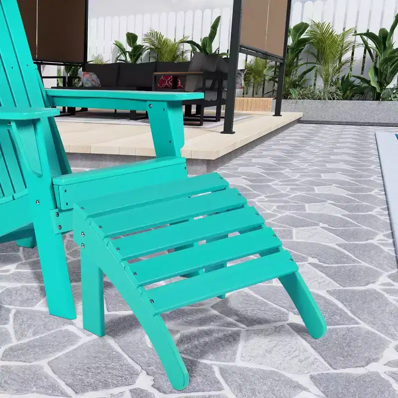 Aoodor Outdoor Adirondack Ottoman, HDPE Adirondack Chair Ottoman, Outdoor Patio Weather Resistant for Patio, Porch, Backyard, Garden, Lawn, Deck