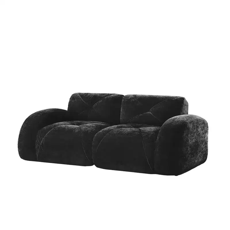 Clihome 2-Seater Tufted Sofa Couches with boneless Sofa,Soft Velvet Fabric,Bottom Anti-Slip Design,32D High Density Sponge,Ergonomic Design Bottom