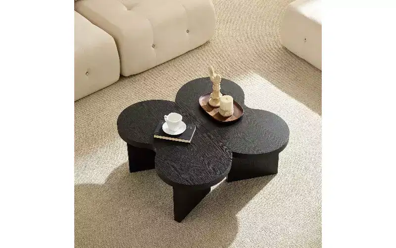 TUYOHW Butterfly-Shaped Split Coffee Table, 36mm Thick Modern Center Table for Living Room Bedroom, Butterfly MDF Side Table