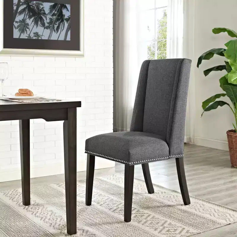 Upholstered Fabric Dining Chair with Nailhead Trim