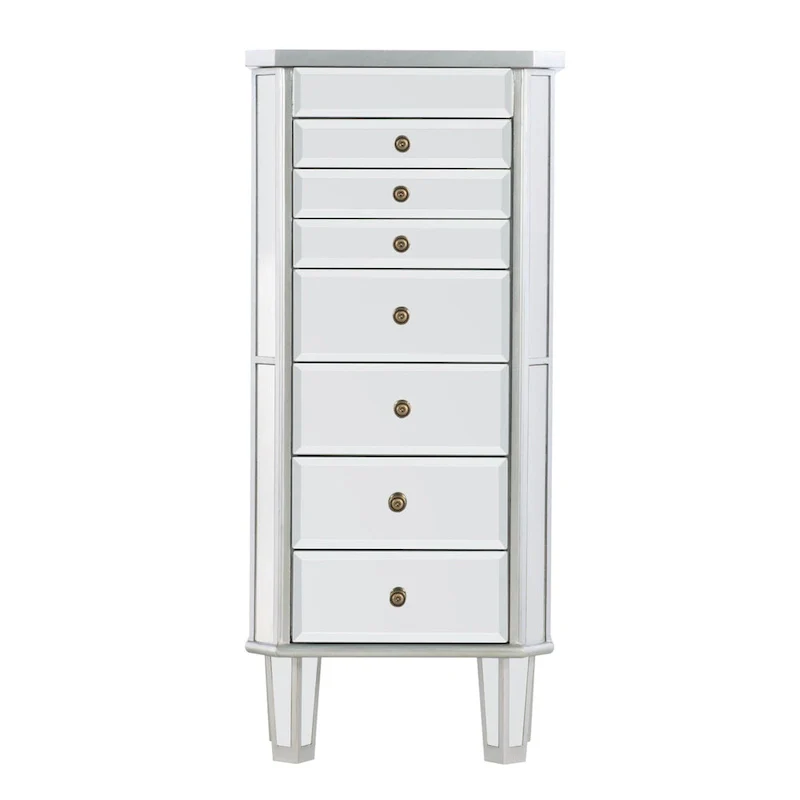 Wood & Mirror Jewelry Armoire with 7 Drawers 40.5