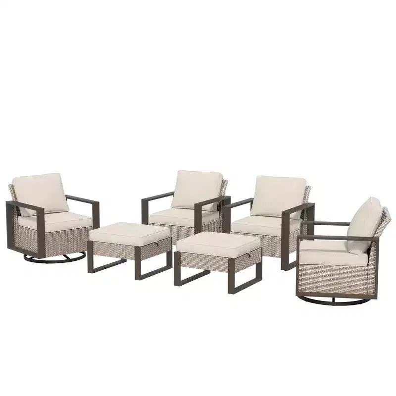 UPTION 6-Piece Wicker Outdoor Sectional Set Patio Conversation