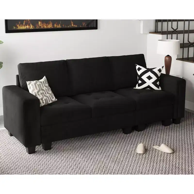 Belffin Modular Velvet Tufted Sofa Couch 3 Seater for Living Room
