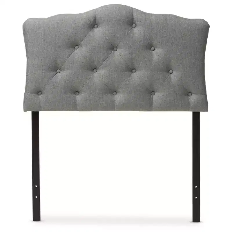 Myra Modern And Contemporary Fabric Upholstered Button - Tufted Scalloped Headboard - Baxton Studio