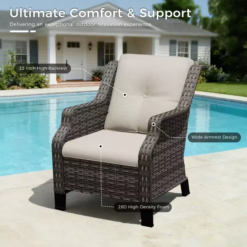 UPTIOT Premium Outdoor Lounge Set with Rotating Chairs and Coffee Table