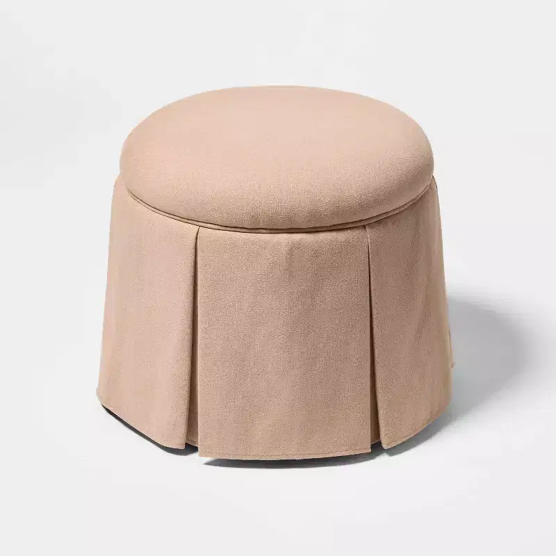 Box Pleat Skirt Storage Ottoman Performance Fabric - Threshold designed with Studio McGee
