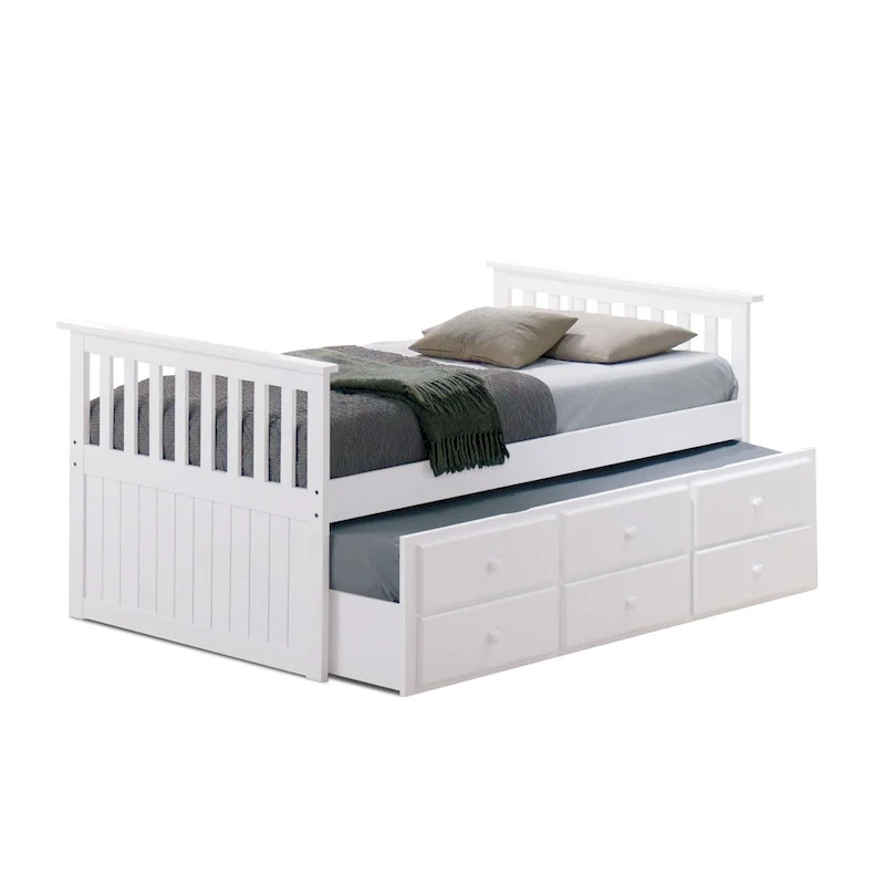 Twin Captain Bed with Trundle and Three Drawers