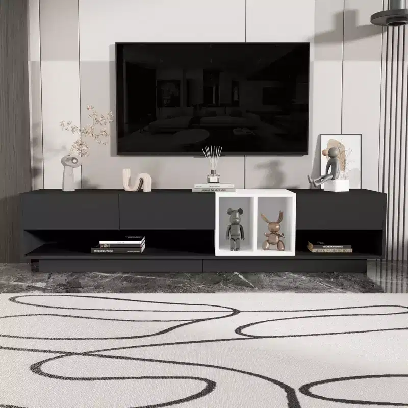 Whisen 80 Two-tone TV Stand with Versatile Storage Compartments, Functional Media Console