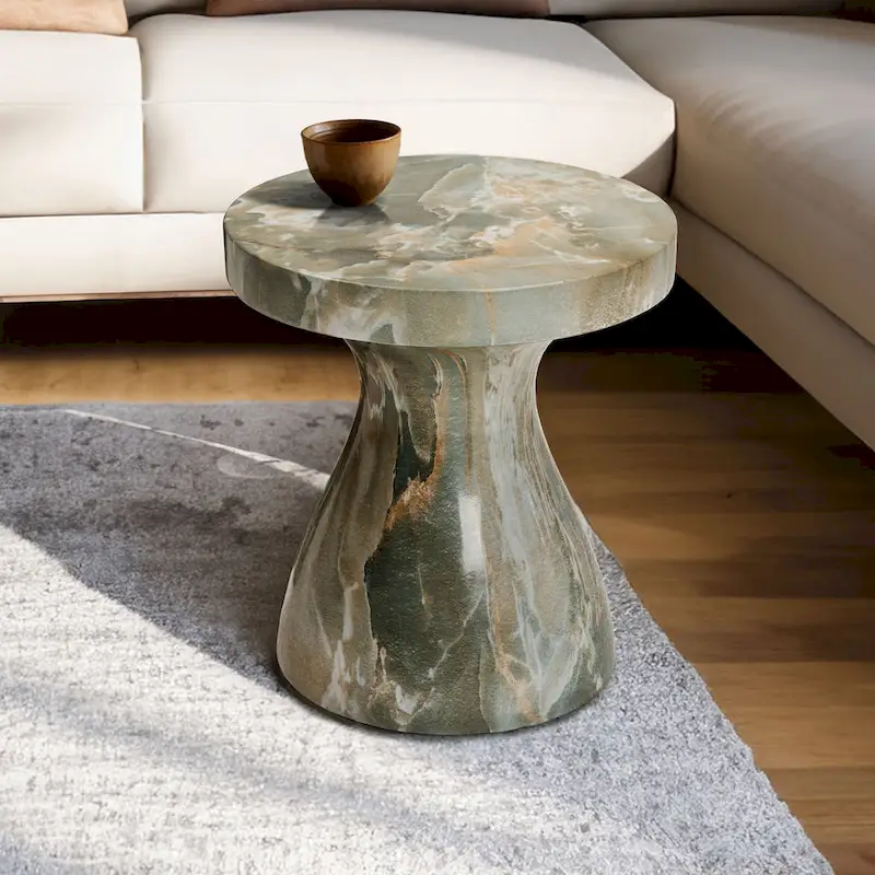 Studio London Monia Stylish Indoor and Outdoor Faux Marble End Table