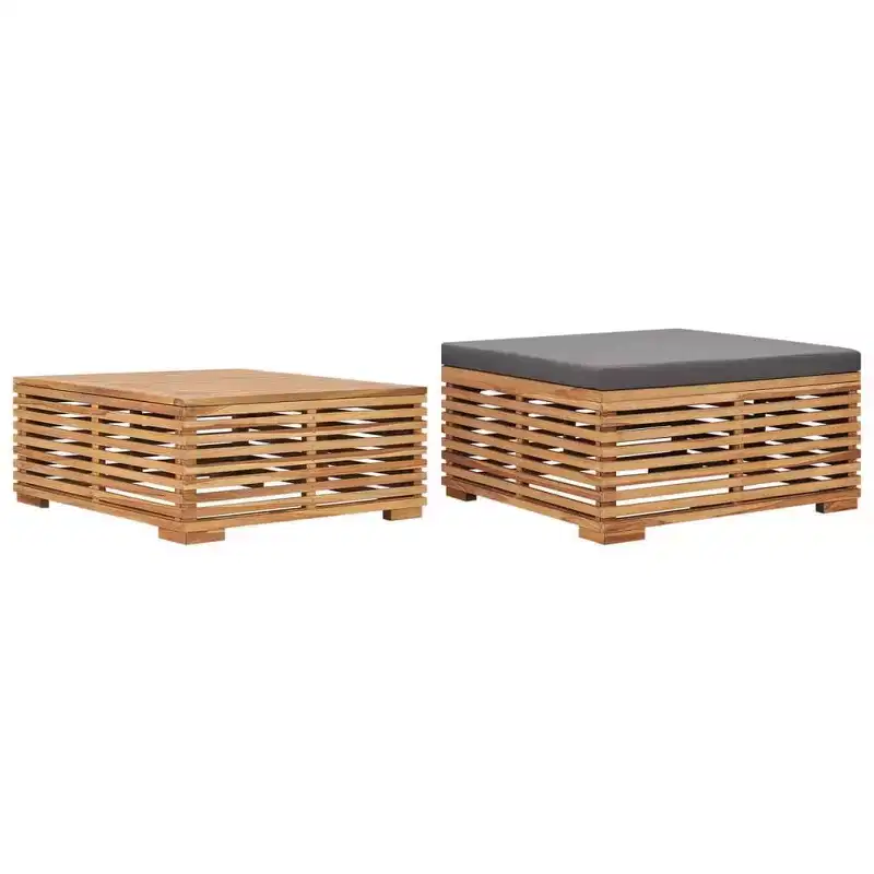 vidaXL Garden Table Dark Grey, Natural Teak Solid teak wood Medium