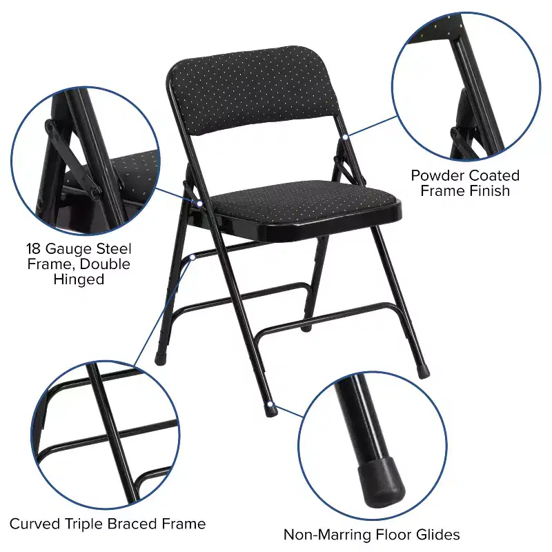 2-Pack Home & Office Party Events Fabric Padded Metal Folding Chair