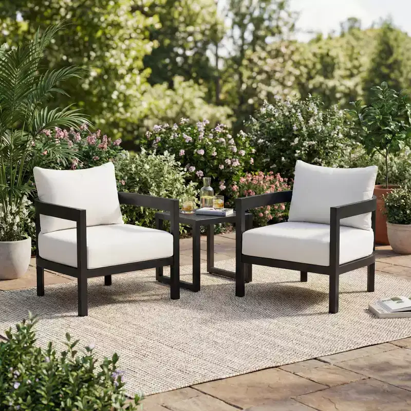 Christopher Knight Home Daniela Modern Aluminium Patio Accent Chairs with Cushion and Curved Backrest (Set of 2)