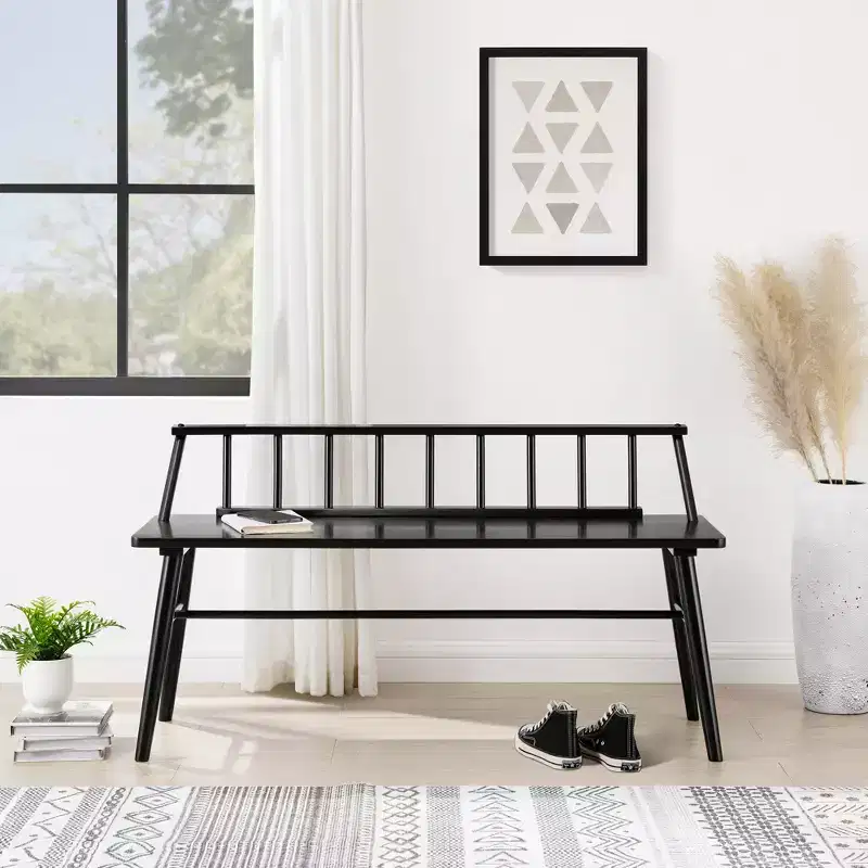 Transitional Low-Back Spindle Entryway Bench - Saracina Home