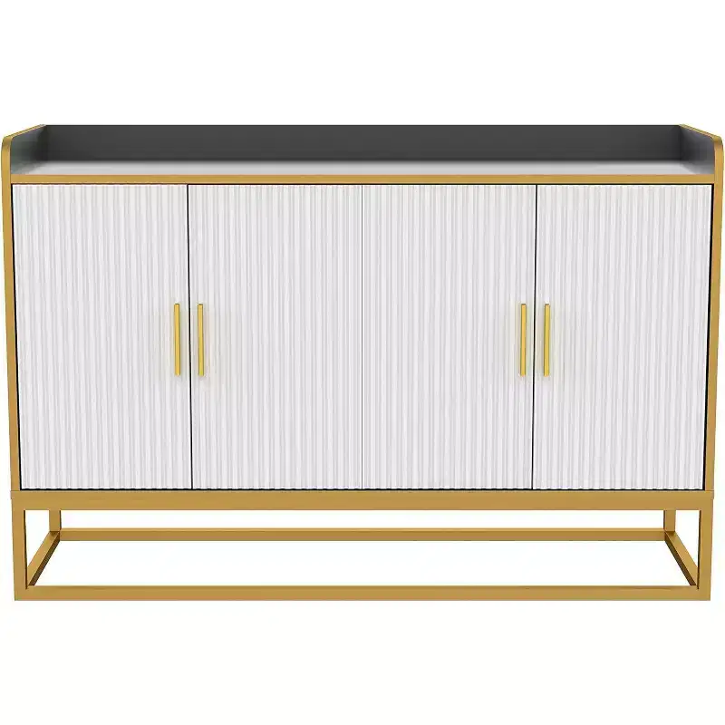 Contemporary Kitchen Buffet Cabinet with Countertop Safety Fence, Freestanding Sideboard Storage for Dining Room, Entryway, Bedroom