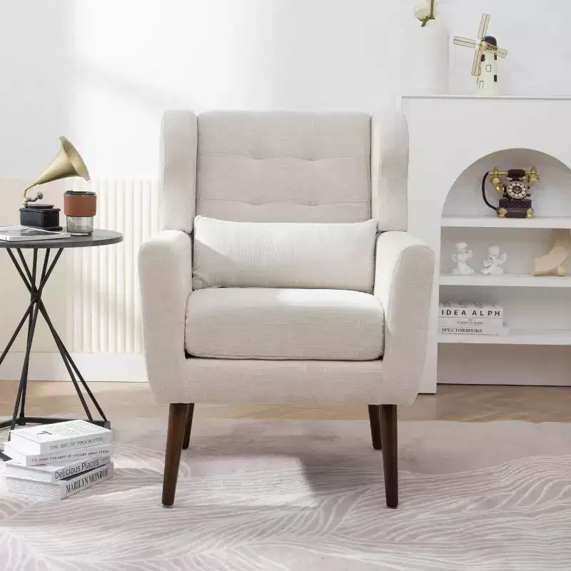 Okak Accent Chairs for Bedroom, Mid Century Modern Accent Chair, Teddy Fabric Chairs Comfy Reading Chair, Lounge Arm Chairs Armchair