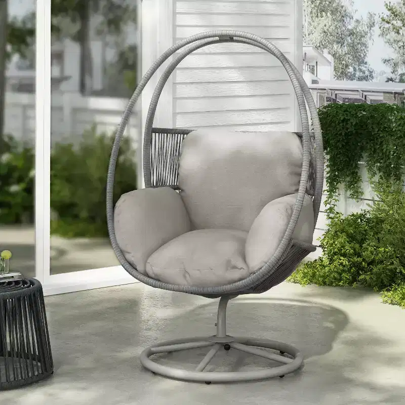 Christopher Knight Home Lina Outdoor Wicker Swivel Lounge Chair, Light Gray