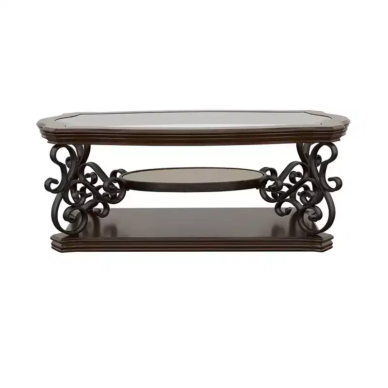 Coaster,Laney 1-shelf Glass Top Rectangular Coffee Table Deep Merlot