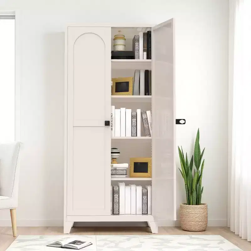 Metal Storage Cabinet, Kitchen Pantry Cabinet with Adjustable Shelves, Lockable File &Tool Cabinet, Garage Storage Cabinet for Kitchen