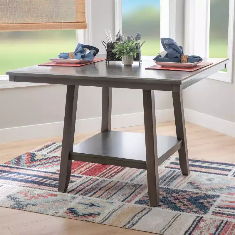 Counter Height Table with Lazy Susan Gray