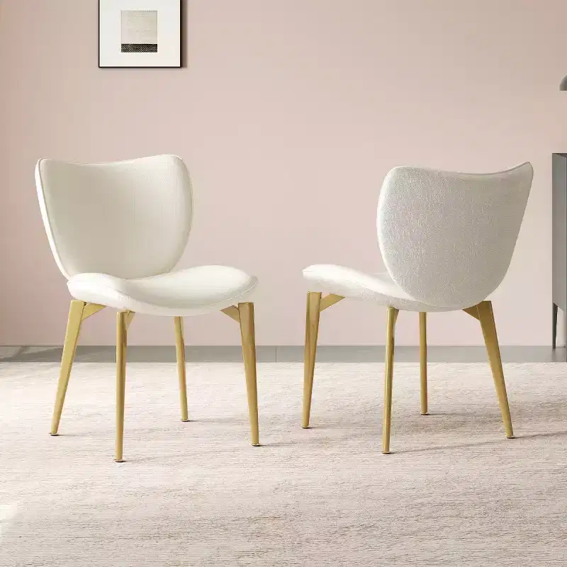 Set of 2 Modern PU Leather Dining Chairs with leather texture backrest, Stylish Side Chairs for Kitchen, Dining Room, or Living Room-Panipeachy