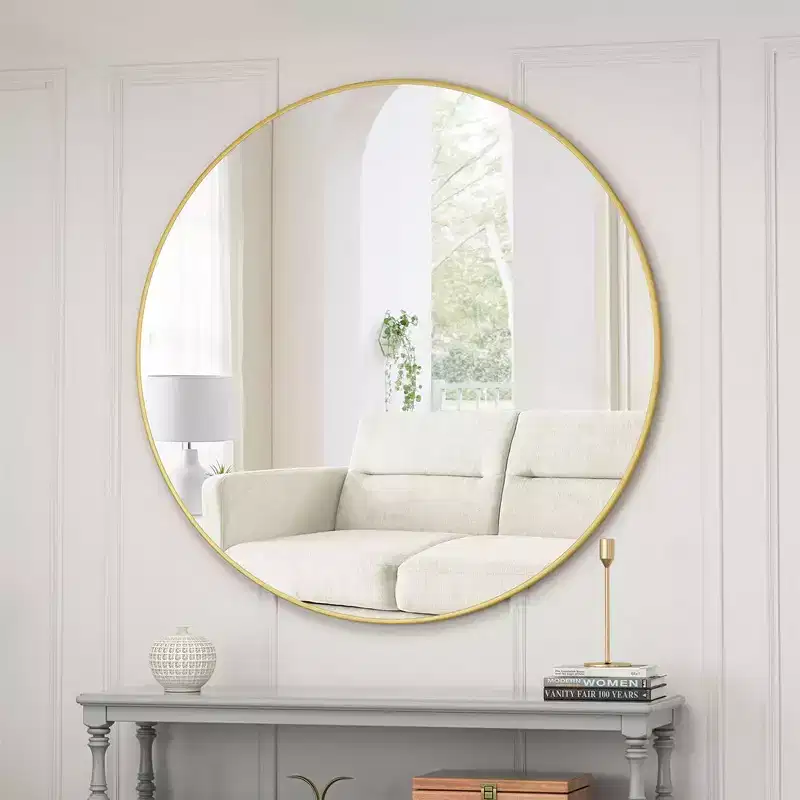 Wall Mirror, 39 Inch/42 Inch Circular Home Decor Farmhouse Metal Framed Mirror, Round Vanity Dressing Mirrors
