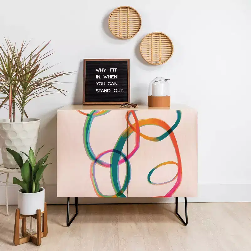 2-Door Storage Credenza – Black Legs