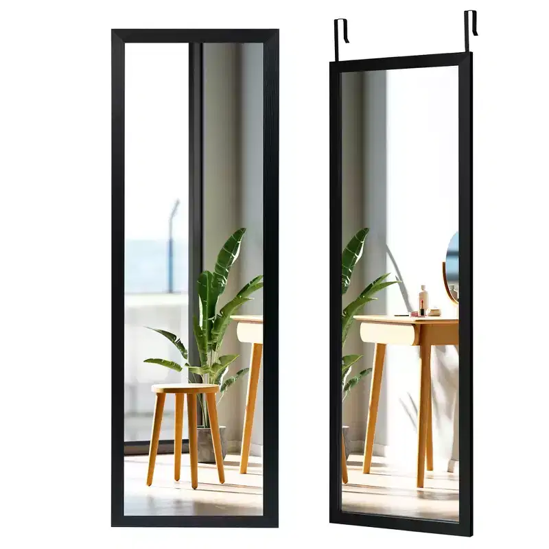 Door Wall Mounted Mirror Full Length Hanging Wood Frame Mirror Decor White\Black\Golden