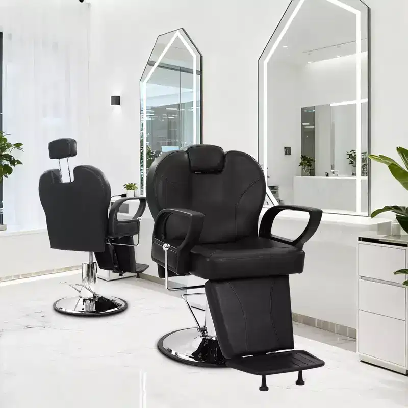 Barber Chair for Salon, Heavy Duty Reclining Barber Chair with Adjustable Height & Headrest, Salon Shampoo Chair 360 Degree Swivel