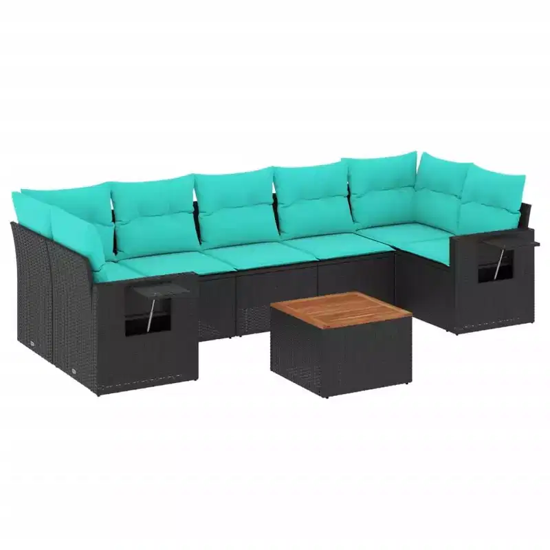vidaXL 8 Piece Garden Sofa Set with Cushions Grey Poly Rattan