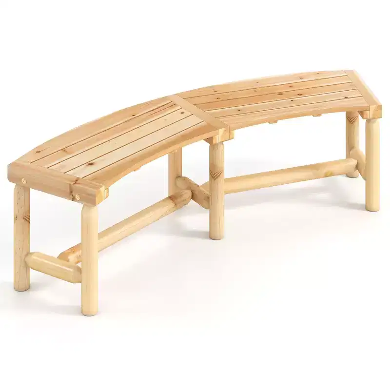 Costway Patio Curved Bench for 2-3 People Outdoor Loveseat for Backyard Garden