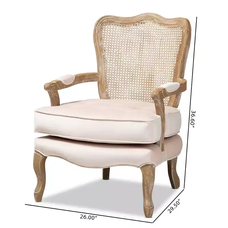 Vallea Traditional Velvet Wood Armchair - Baxton Studio