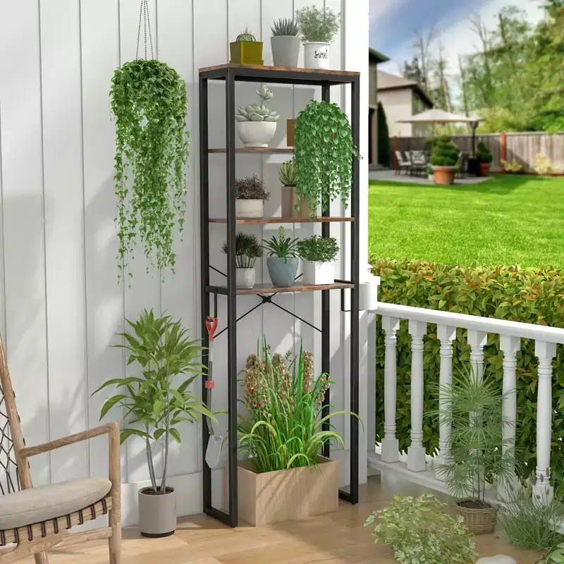 Costway Bathroom 4-Tier Over the Toilet Storage Rack Freestanding Organizer Rustic Brown