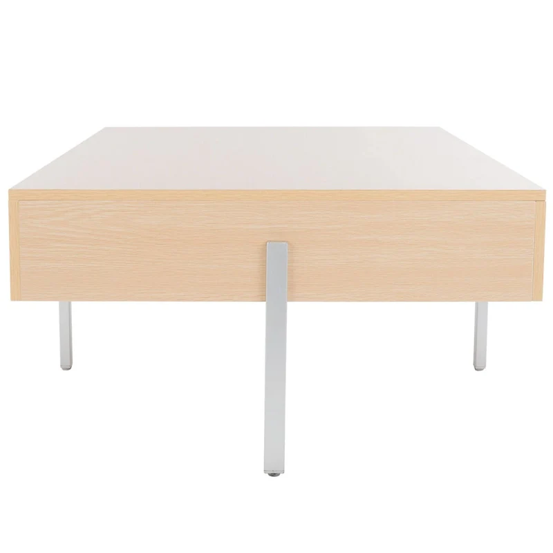 Rectangular Wood Coffee Table with Metal Legs, 47W x 30D x 16H