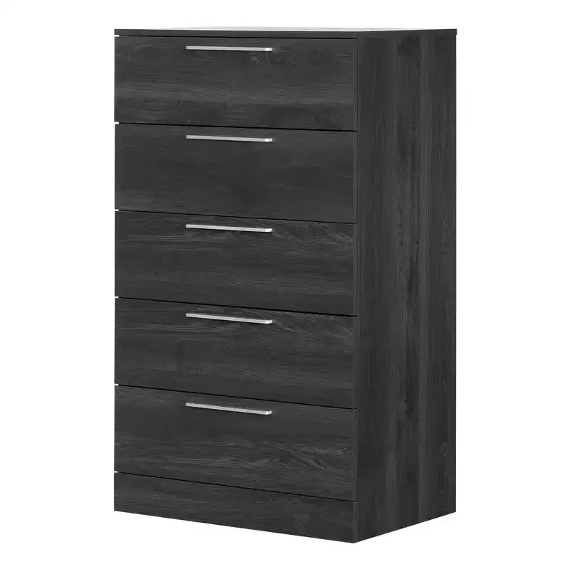 South Shore Versa 5 Drawer Chest Storage Unit Weathered Oak: Particle Board Frame, Meets ASTM Safety Standards