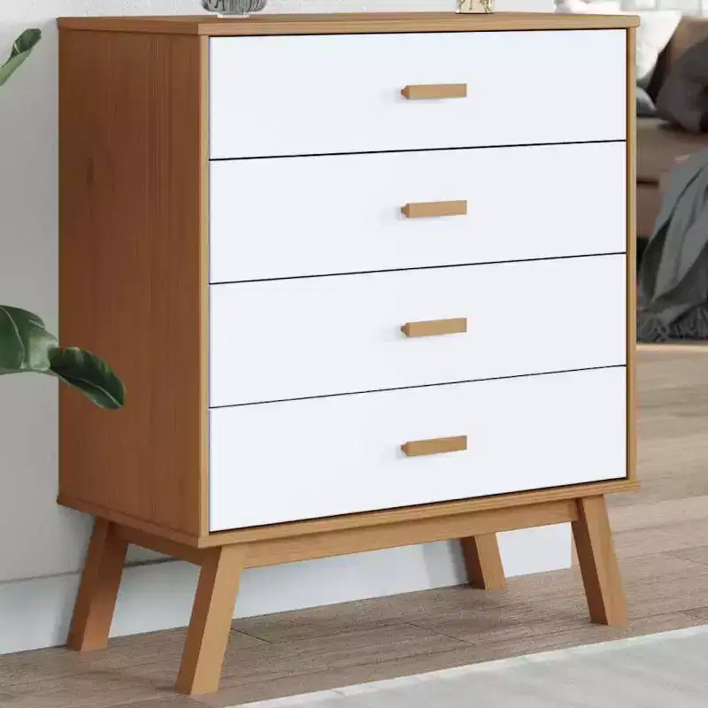 vidaXL Drawer Cabinet White and Brown